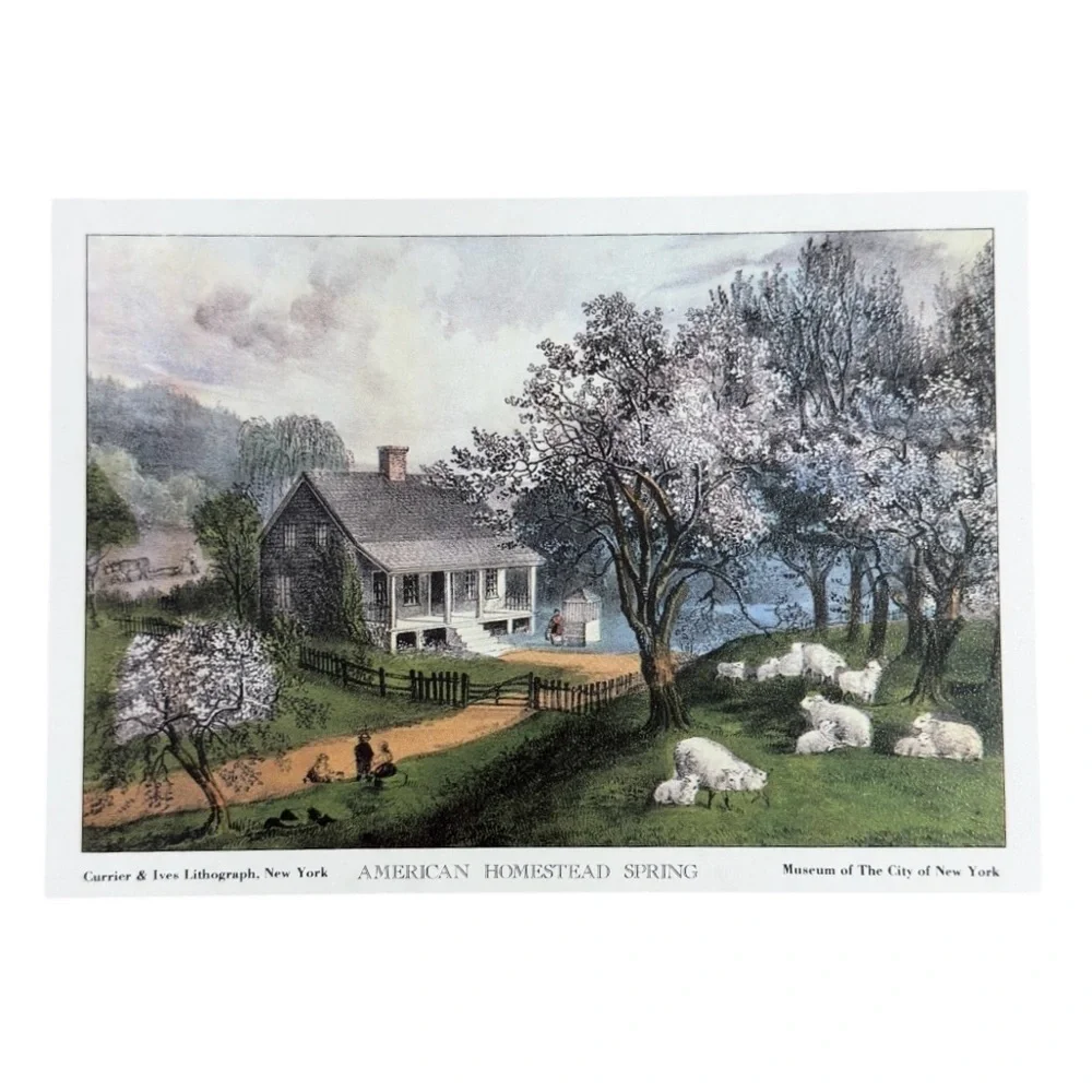 Set of 4 Currier & Ives Lithographs – “American Homestead” Seasons Collection